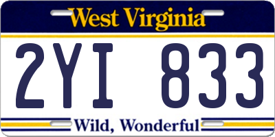 WV license plate 2YI833