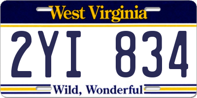 WV license plate 2YI834