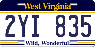 WV license plate 2YI835