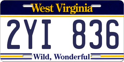 WV license plate 2YI836