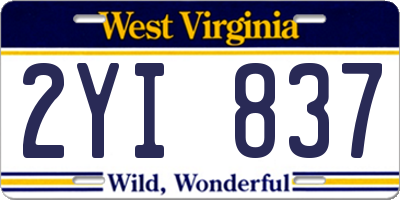 WV license plate 2YI837