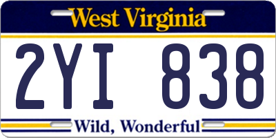 WV license plate 2YI838