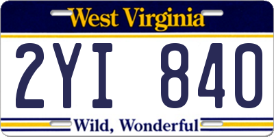 WV license plate 2YI840