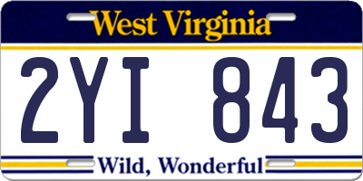 WV license plate 2YI843