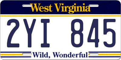 WV license plate 2YI845