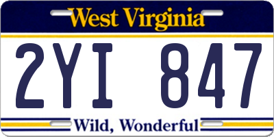 WV license plate 2YI847