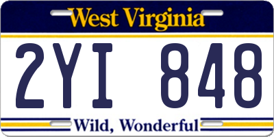 WV license plate 2YI848