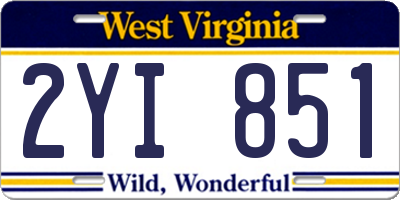 WV license plate 2YI851