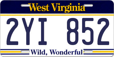 WV license plate 2YI852
