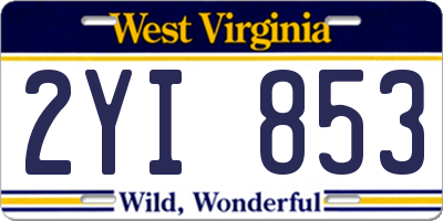 WV license plate 2YI853