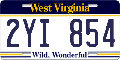 WV license plate 2YI854