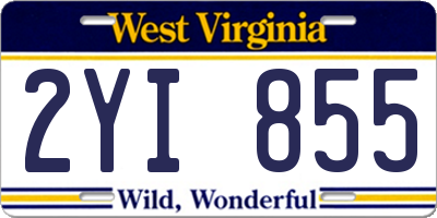 WV license plate 2YI855