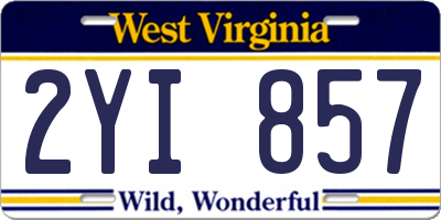 WV license plate 2YI857