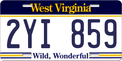 WV license plate 2YI859