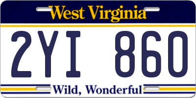 WV license plate 2YI860