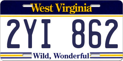 WV license plate 2YI862