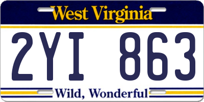 WV license plate 2YI863