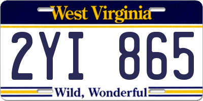 WV license plate 2YI865