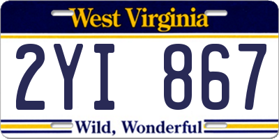 WV license plate 2YI867
