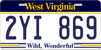 WV license plate 2YI869