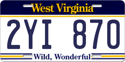 WV license plate 2YI870