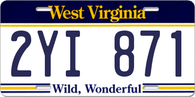WV license plate 2YI871
