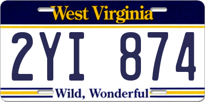WV license plate 2YI874