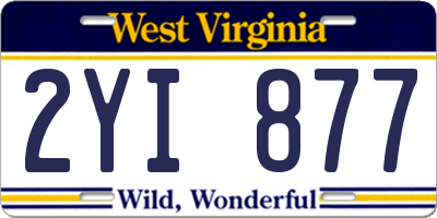 WV license plate 2YI877