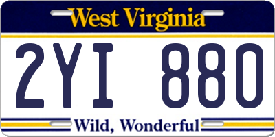 WV license plate 2YI880