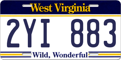 WV license plate 2YI883