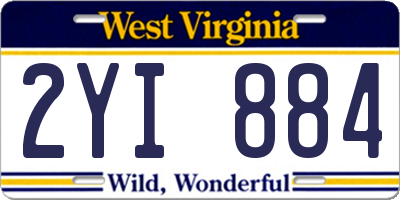 WV license plate 2YI884