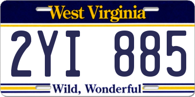 WV license plate 2YI885