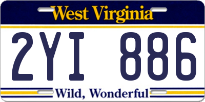 WV license plate 2YI886