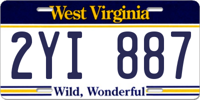 WV license plate 2YI887
