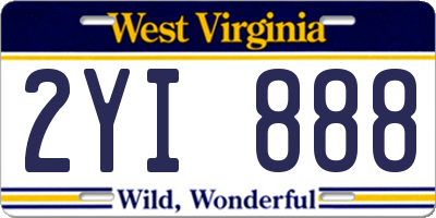 WV license plate 2YI888