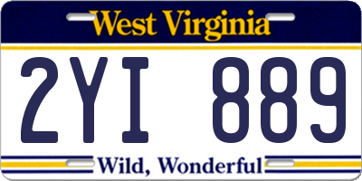 WV license plate 2YI889