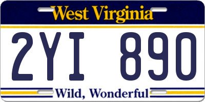 WV license plate 2YI890
