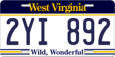 WV license plate 2YI892