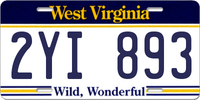 WV license plate 2YI893