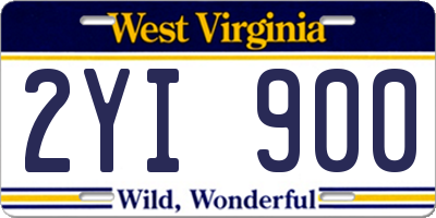 WV license plate 2YI900