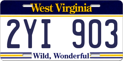 WV license plate 2YI903