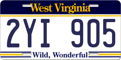 WV license plate 2YI905