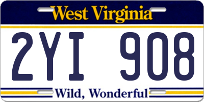WV license plate 2YI908