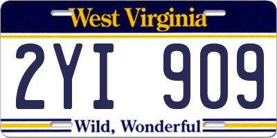 WV license plate 2YI909