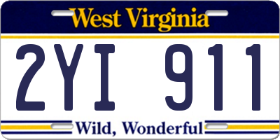 WV license plate 2YI911