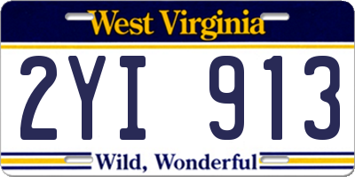 WV license plate 2YI913