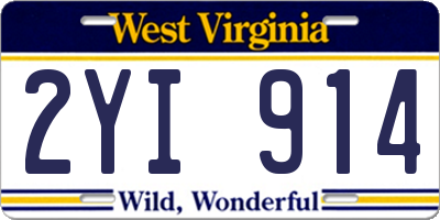 WV license plate 2YI914