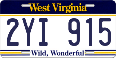 WV license plate 2YI915