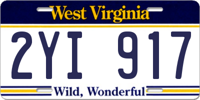 WV license plate 2YI917