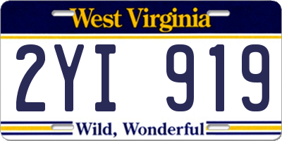 WV license plate 2YI919